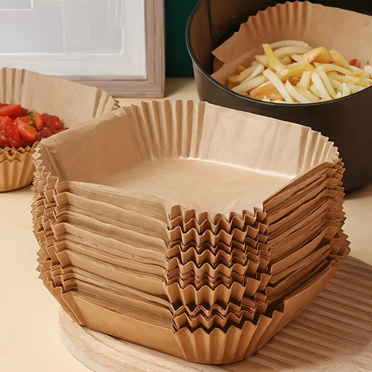 30/100 Pieces Non-Stick Air Fryer Liners, Easy to Clean, Healthy Cooking, Single Sheet Suitable for Baking, Roasting, and Microwaving - Ideal for Home and Commercial Kitchen Use