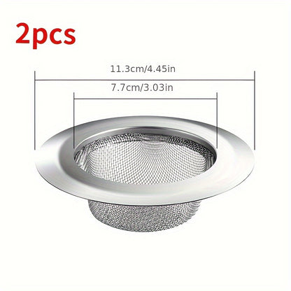 "2pcs Kitchen Sink Strainer - Stainless Steel Sink Drain Strainer, Large Wide Rim 4.5"" Diameter, Food Catcher For Most Sink Drains - For Kitchen Use - Durable & Easy to Clean - Great Gift for Housewarming"