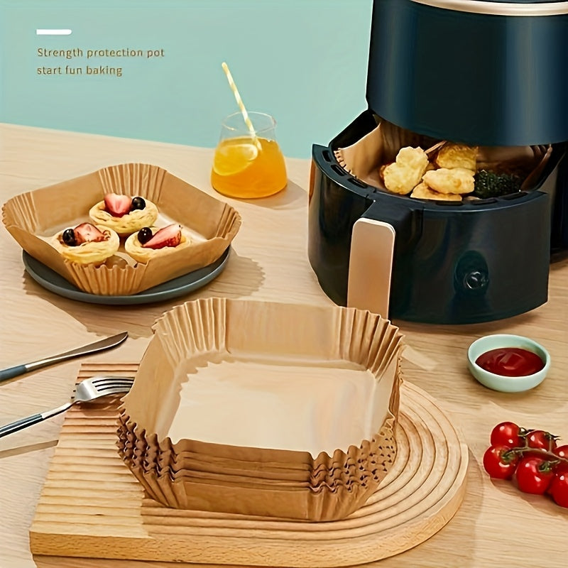 30/100 Pieces Non-Stick Air Fryer Liners, Easy to Clean, Healthy Cooking, Single Sheet Suitable for Baking, Roasting, and Microwaving - Ideal for Home and Commercial Kitchen Use