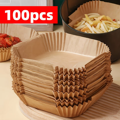 30/100 Pieces Non-Stick Air Fryer Liners, Easy to Clean, Healthy Cooking, Single Sheet Suitable for Baking, Roasting, and Microwaving - Ideal for Home and Commercial Kitchen Use